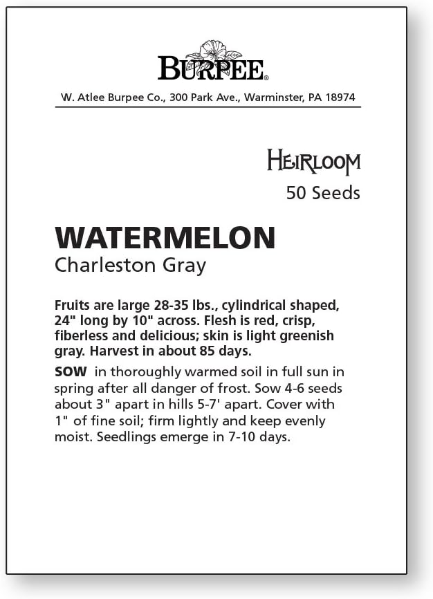 Burpee Charleston Gray (Heirloom) Watermelon Seeds 50 seeds