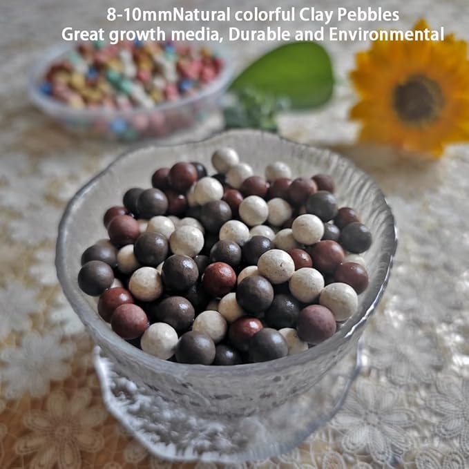 Colorful Leca Clay Pebbles 5LBS for Plants 8-10mm Natural Organic Leca Balls Indoor Potting Garden Soil for Orchid, Succulents, Hydroponics, Decoration, Drainage (Colorful-2, 5 lbs)