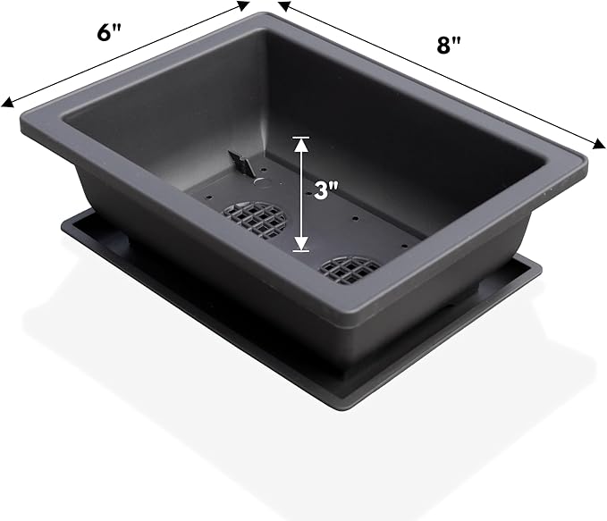Bonsai Outlet Training Pots with Humidity Drainage System 3-Pack 8 x 6 x 3 Inch Plant Containers, Built In Mesh Drain Trays & Bamboo Labels, Planter for Succulents, Cacti, Small Plants, Indoor/Outdoor