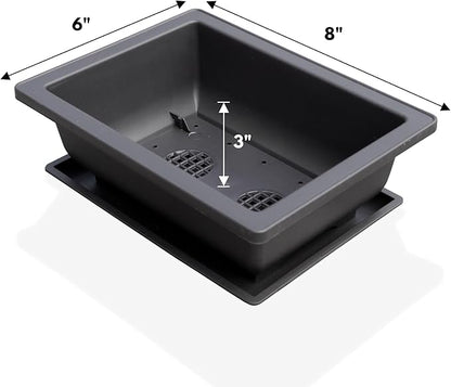 Bonsai Outlet Training Pots with Humidity Drainage System 3-Pack 8 x 6 x 3 Inch Plant Containers, Built In Mesh Drain Trays & Bamboo Labels, Planter for Succulents, Cacti, Small Plants, Indoor/Outdoor