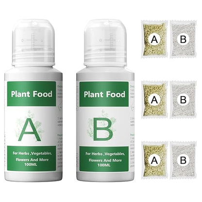 Hydroponics Nutrients for Aerogarden(800ml in Total), Plant Food A & B Hydroponics Supplies, Indoor Plant Fertilizer for Hydroponics Growing System, Hydroponic Solution for Vegetables Thrive