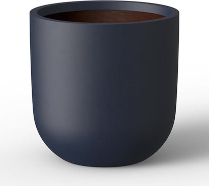 Kante 11.0" Round Concrete Planter, Large Cylinder Plant Pot with Curved Bottom and Drainage Hole, for Indoor and Outdoor Use – Garden or Patio, Charcoal Finish with Painted Interior