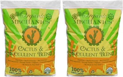 Organic Mechanics Cactus and Succulent Blend Potting Soil, 8 qt (Pack of 2) – Well-Drained Organic Mix – Enhances Plant and Root Growth with Biochar, Rice Hulls, and Worm Castings