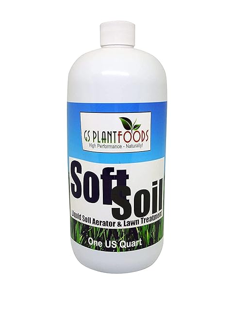 Soft Soil by GS Plant Foods- Liquid Aerator and Lawn treatment(1 Quart) - Liquid Aerator for Any Grass Type, All Season - Great for Compact Soils, Standing Water, Poor Drainage