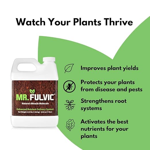 Mr. Fulvic Organic Fulvic Acid Plant Amendment, Natural Humic Soil and Hydroponic Nutrient Enhancer - Lawn and Garden Growth, Plant Health (1 Liter)