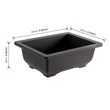 20 Pack Black Plastic Bonsai Training Pots with 20 Trays, Rectangular Planters, 6.5 Inches