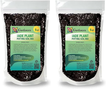 GARDENERA Premium Potting Soil Mix for Jade Plants - 10 Quart - A Perfect Combination of Organic Ingredients for Strong and Healthy Growth (2 Bags of 5 Quart)