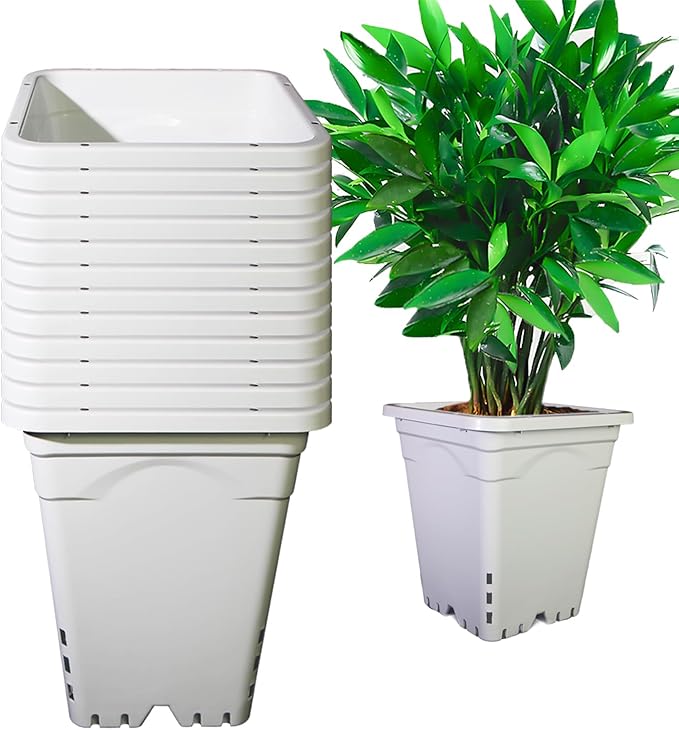 HG7X7SW 7"x7" Square White Pot, 9" Tall, Pack of 12 (12)