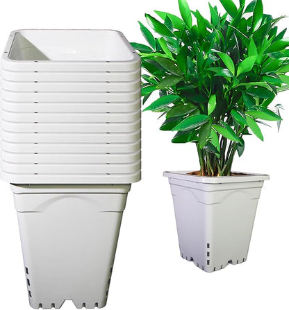 HG7X7SW 7"x7" Square White Pot, 9" Tall, Pack of 12 (12)