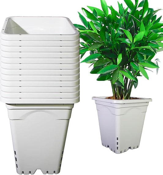 HG7X7SW 7"x7" Square White Pot, 9" Tall, Pack of 12 (12)