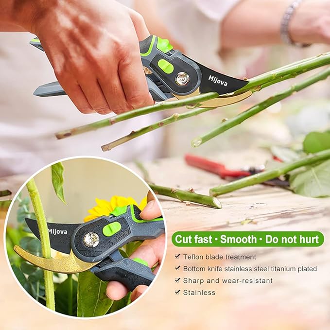 Professional Garden Shears & Clippers – Sharp Pruning Shears for Flowers, Twigs, Roses, Grape Vines, Trees & Bonsai | Heavy-Duty Hand Scissors, Secateurs & Trimmers | Perfect Gardening Gift (green)