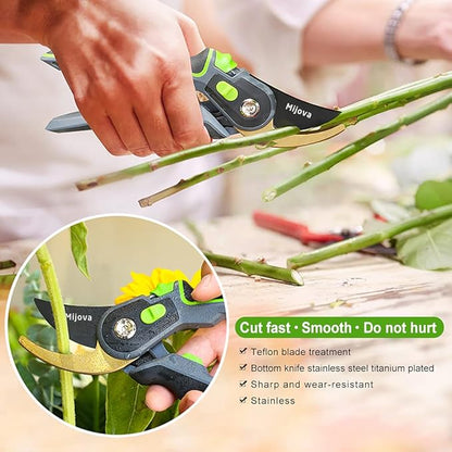 Professional Garden Shears & Clippers – Sharp Pruning Shears for Flowers, Twigs, Roses, Grape Vines, Trees & Bonsai | Heavy-Duty Hand Scissors, Secateurs & Trimmers | Perfect Gardening Gift (green)