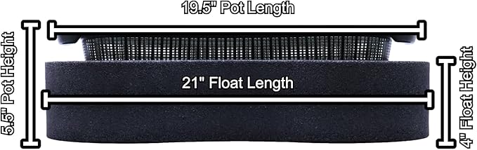 Custom Pro Self Watering Mesh Aquatic Plant Pot with Float - 18" Kidney Shape Floating Pond Island