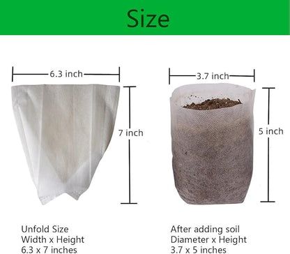 gardtree 400PCS 6.3×7 Inch Breathable Plant Grow Bags - Biodegradable Non-Woven Plant Nursery Bags for Seed Starting, Indoor/Outdoor Vegetables, Herbs & Flowers | Easy Transplant, Space Saving