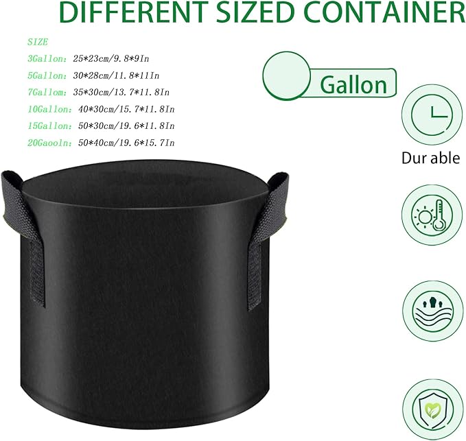 10 Pack Grow Bags 20 Gallon Heavy Duty Thickened Non-Woven Grow Bag with Handles Plant Grow Bags Planting Bags Plant Bags