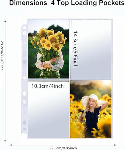 100 Pack Photo Sleeves Holds 800 3.5"x5" Photos, Clear Photo Page Protector for 3 Ring Binder, Double-Sided Photo Album Refill Pages Photo Pockets Photo Sleeves Binder Sheets