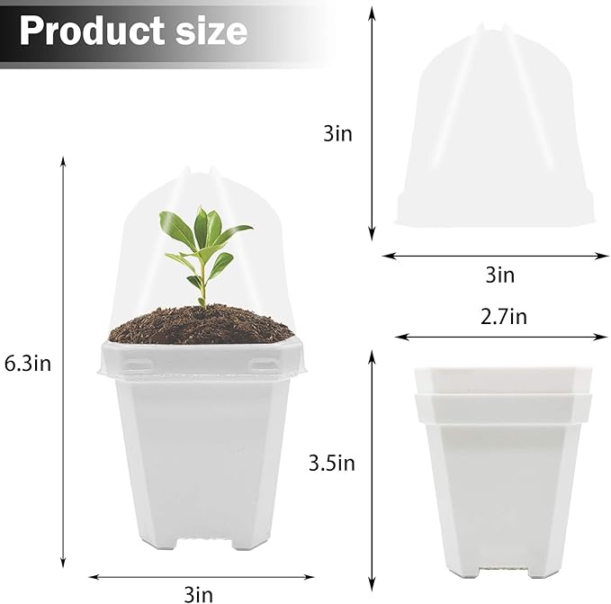 Purple Star 1N 30 PCS Plant Nursery Pots with Humidity Dome-Gardening Pots Small-Square Planting Containers Cups for Succulents Seedlings Cuttings Transplanting (30 PCS-S)