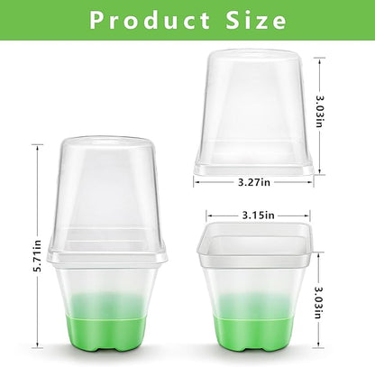 Sckee Clear Nursery Pots for Plants,30 Packs Seed Starting Pots 3.1 inch Plastic Plant Pot Seedling Pots with Drainage Holes Plant Nursery Pots with Silicone Base Seed Starting Pot