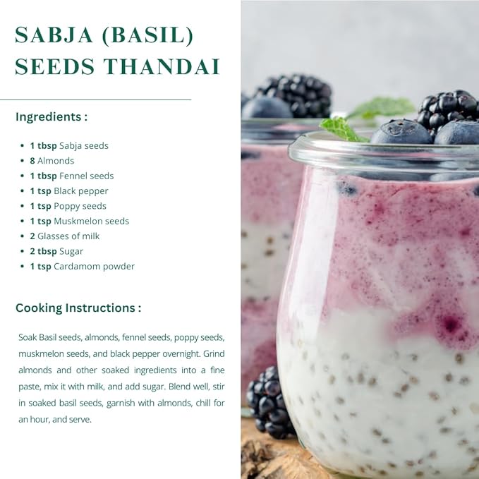 Nutriwish Basil Seeds 17.6 oz (500 g) | 100% Natural, Raw & Gluten-Free | Perfect for Smoothies, Drinks & Desserts