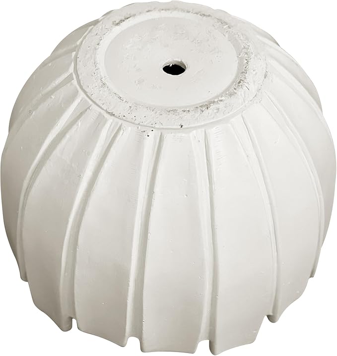 Large Round Planter with Drainage Hole, 9.5''H × 12.6''D Sphere Indoor Plant Pot, Modern Flower Pot for Outdoor Garden Patio Home, Wavy Rim Design, White