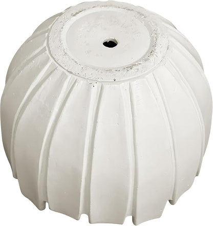 Large Round Planter with Drainage Hole, 9.5''H × 12.6''D Sphere Indoor Plant Pot, Modern Flower Pot for Outdoor Garden Patio Home, Wavy Rim Design, White