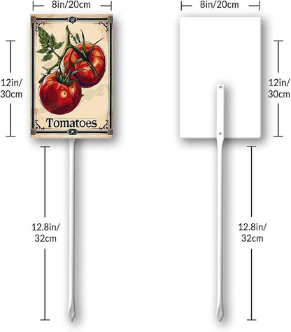 Uptell Vegetable Garden Tomatoes Yard Sign Label With Stake Plant Markers For Outdoor Plants Waterproof 8x12inch Nursery Garden Outdoor Sign