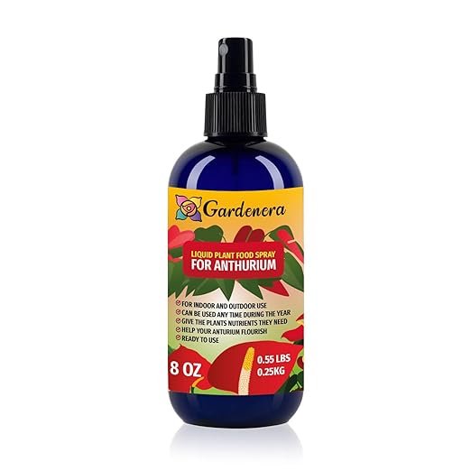 Gardenera Professional ANTHURIUM Superfood Spray Mist for Home Gardening | Micro-Fungi Enriched Fertilizer Mist for Healthy Leaves & Growth | 18 Key Vitamins & Minerals forANTHURIUM Plants - 8oz