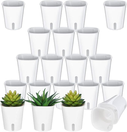 20 Pcs 3 Inch Self Watering Pots Self Watering Planters for Indoor Plants Plastic Self Watering Plant Pot Garden Flower Pots with Water Level Indicator Vents for Herbs ﻿