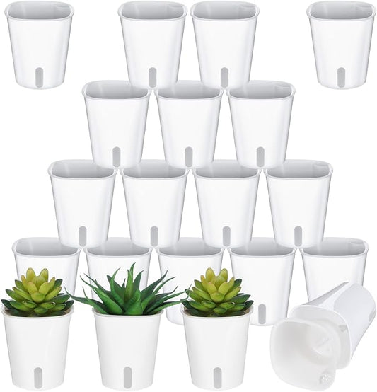 20 Pcs 3 Inch Self Watering Pots Self Watering Planters for Indoor Plants Plastic Self Watering Plant Pot Garden Flower Pots with Water Level Indicator Vents for Herbs ﻿