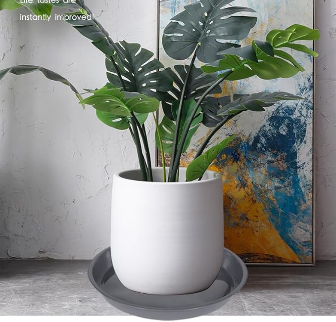 6 Pack of 25 inch Plant Saucer, Plant Tray 20 Inch Round, Plant Saucers for Indoors, Plant Trays for Pots, Flower Pot Saucers, Pot Saucers for Planter 19-26" (25", Gray)