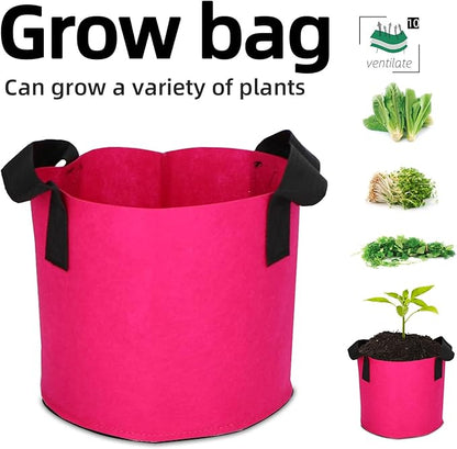 Grow Bags,Growing Pot Bags Garden Grow Bag Indoor Outdoor Fabric Aeration Plant Pot Container Flower Vegetable Pouch (Rose Red,10Gallon)