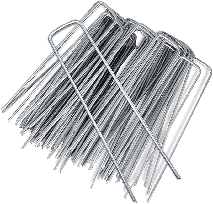 12 Inch Garden Landscape Staples Stakes, 26 Pcs Galvanized Garden Stakes Heavy Duty Metal Ground Stakes for Securing Lawn Fabric