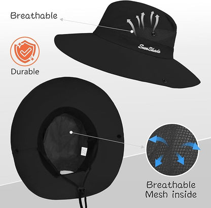 ZOORON Women's Ponytail Safari Sun Hat,Wide Brim UV Protection Outdoor Bucket Hat,Foldable Beach Summer Fishing Hat