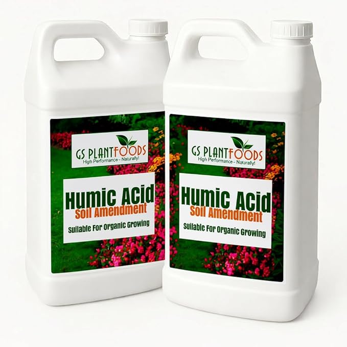 GS Plant Foods Humic Acid Soil Amendment – Leonardite-Derived Liquid Concentrate for Improved Soil Structure & Nutrient Availability – OMRI Listed for Organic Use – 5 Gallons (2 x 2.5 gl containers)