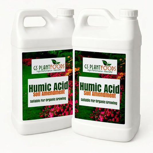 GS Plant Foods Humic Acid Soil Amendment – Leonardite-Derived Liquid Concentrate for Improved Soil Structure & Nutrient Availability – OMRI Listed for Organic Use – 5 Gallons (2 x 2.5 gl containers)