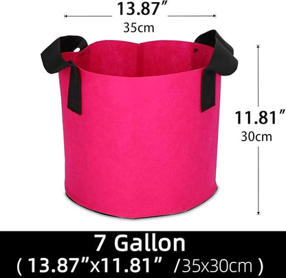 Grow Bags,Growing Pot Bags Garden Grow Bag Indoor Outdoor Fabric Aeration Plant Pot Container Flower Vegetable Pouch (Rose Red,7 Gallon)