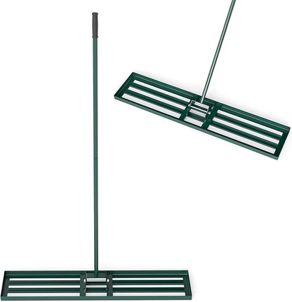 46" x 10" Lawn Leveling Rake, Heavy Duty Landscape Rake with 67" Handle, Non-Slip Grip & Flat Head, Space-Saving Lawn Level Tool for Garden, Backyard, Golf Course & Sports Field(Green)
