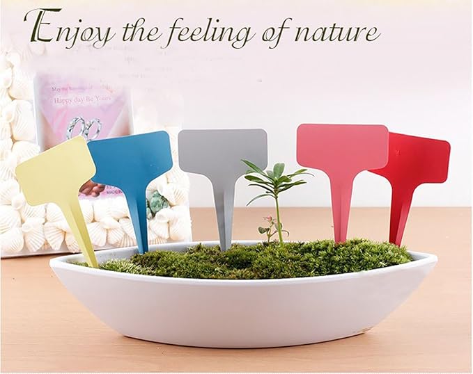 100PCS Reusable Assorted Colour Nursery Garden T-Type Plant Labels Markers Tags Plastic Waterproof Plant Stakes