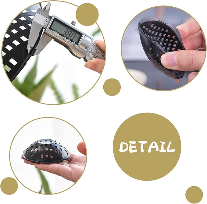 30 PCS Flower Pot Hole Mesh Pad, 3 Assorted Sizes Semi-Arc Plastic Planter Bottom Drainage Mats for Bonsai Plant, Succulents, Potting, Breathable Gasket Prevent Clogging and Soil Loss, Black