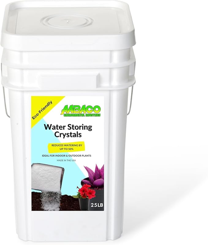 AABACO Water Storing Crystals - for Indoor & Outdoor Plants - Mix Crystals with Soil to Reduce The Amount of Watering Needed - Protect Against Heat - Watch Your Garden & Plant Grow (25LB)