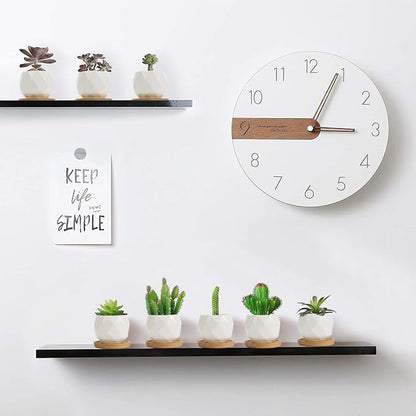 ZOUTOG Succulent Plant Pot 12 Pack, 2.5 inch Square Pattern Ceramic Planters with Bamboo Tray, Small Succulent Pots Indoor, White Office Desk Decor (Seeds＆ Plants Not Included)
