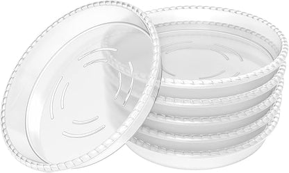 6 Pack Clear Plant Saucer 12 inch (Top Diameter), Durable Plastic Plant Trays for Indoor, Round Flower Plant Pot Saucer, Sturdy Plant Water Catcher Tray