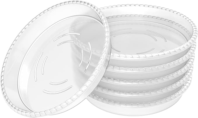 6 Pack Clear Plant Saucer 8 inch, Durable Plastic Plant Trays for Indoor, Round Flower Plant Pot Saucer, Sturdy Plant Water Catcher Tray