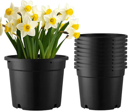 3 Gallon Pots for Plants, 3 Gallon Nursery Pot for Plants with Drainage Holes, 10 Pack 10 Inch Round Sturdy Plastic Plant Pot Planters for Outdoor Indoor Plants, Flowers, Black