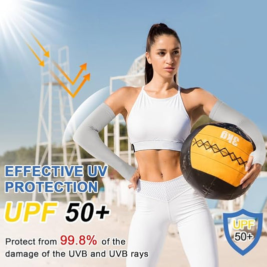 beister 3/6 Pairs UV Cooling Arm Sleeves Sun Protection Unisex for Sports, Cycling, Golf, Running