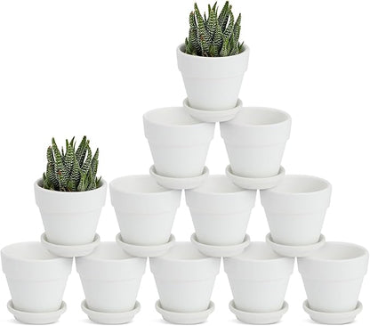 Juvale Mini Terracotta Pots - Pot with Drainage Hole - Versatile Succulent & Herb Planter - Paintable White Planter for Custom Decor - Pack of 12, White, 2.9 x 2.9 x 2.5 in