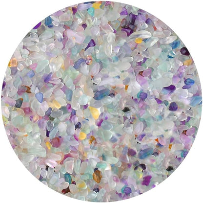 ZHIYUXI Fluorite Crystal Chips Fish Tank Gravel Vase Filler Stones Crushed Crystals Gemstone Polished Healing Crystals 5-7 MM Natural Quartz Stone 0.44lbs