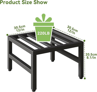 IBUYKE 2 Pack Metal Plant Stand Indoor Outdoor, Heavy Duty Small Flower Pot Stand, Modern Square Plant Shelf Flower Stand for Living Room Patio Balcony Garden, Black TMJ075B-2