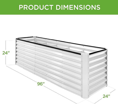 Best Choice Products 8x2x2ft Raised Outdoor Metal Garden Bed, Deep Root Box Planter for Vegetables, Flowers, Herbs, 240 Gallon Capacity, 100% Non Toxic Materials - White