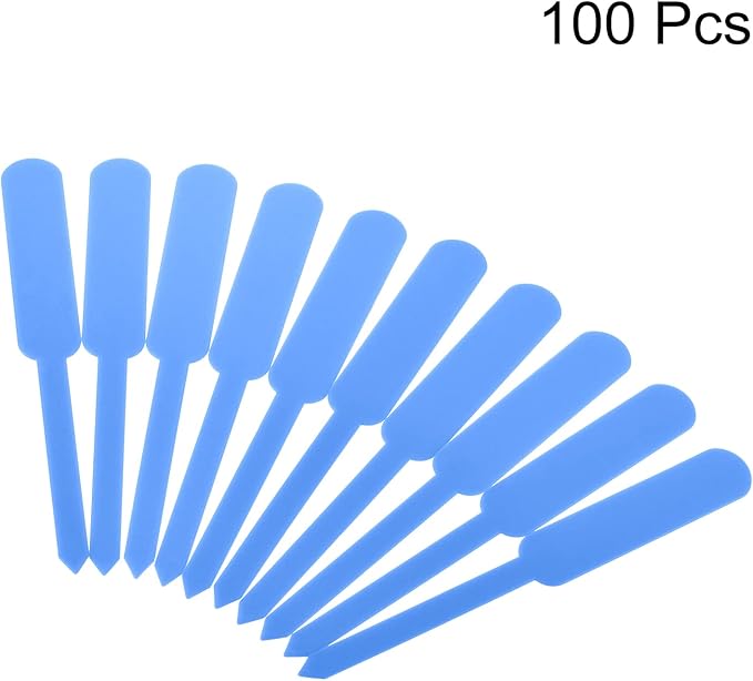 PATIKIL Plant Labels, 100Pcs PP Rectangle Marker Tags for Outdoor Indoor Garden, Light Blue